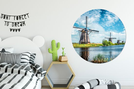 WallCircle - Wall Circle - Wall Circle - Moulin à Vent - Ciel - Nederland - Aluminium - Dibond - 140x140 cm - Intérieur et Extérieur