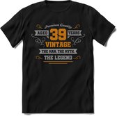 39 Jaar Legend T-Shirt | Goud - Zilver | Grappig Verjaardag Cadeau | Dames - Heren | - Zwart - XL