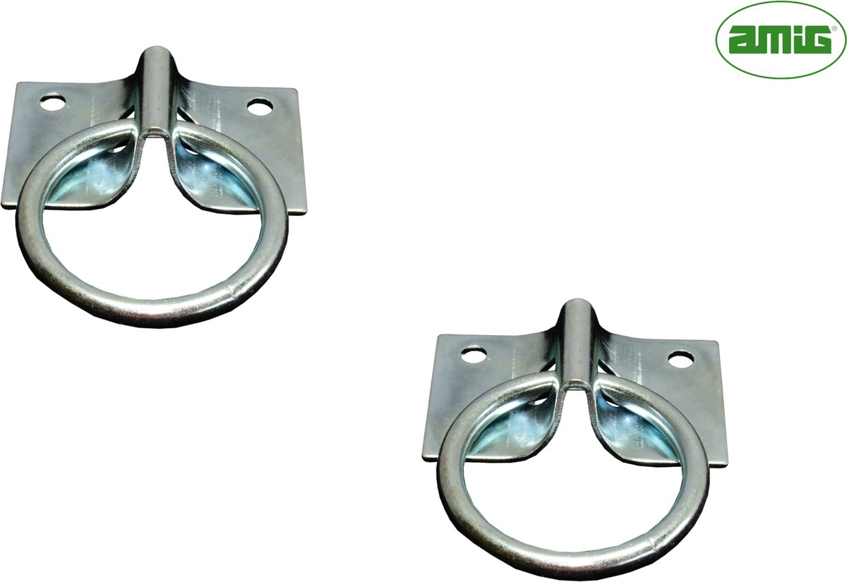 AMIG Aanlegring op Plaat – 7x50mm – Verzinkt staal – 2 stuks