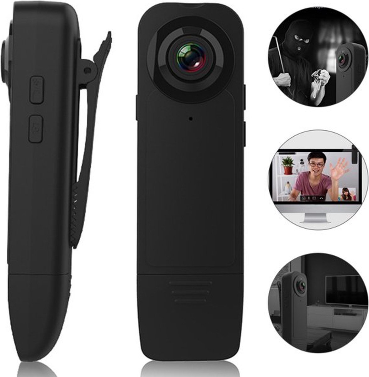 Xilecam Mini Action Cam1080P en 32GB Geheugenkaart Helmcamera Motorfiets Bodycam Mini Ski Camera Multifunctionele Accessoires Body Cam(Zwart