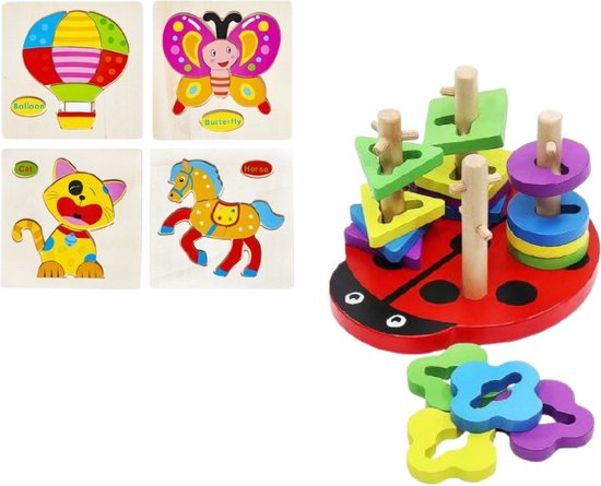 Montessori Jouets Éducatif en Houten Speelgoed Puzzle Moûlage de formes Tri Puzzle  Jeu