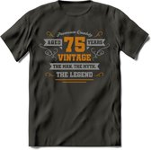 75 Jaar Legend T-Shirt | Goud - Zilver | Grappig Verjaardag Cadeau | Dames - Heren | - Donker Grijs - S