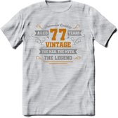 77 Jaar Legend T-Shirt | Goud - Zilver | Grappig Verjaardag Cadeau | Dames - Heren | - Licht Grijs - Gemaleerd - XL