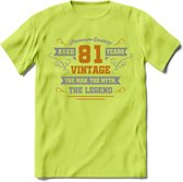 81 Jaar Legend T-Shirt | Goud - Zilver | Grappig Verjaardag Cadeau | Dames - Heren | - Groen - XL