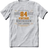 84 Jaar Legend T-Shirt | Goud - Zilver | Grappig Verjaardag Cadeau | Dames - Heren | - Licht Grijs - Gemaleerd - M