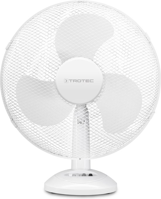 Tafelventilator TVE 14 wit 40 cm, 3 snelheden, 50W, kantelbaar, oscillatie, stille koeling, draaggreep