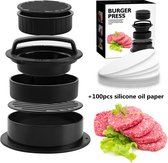 TDR-Hamburgerpers Voor De Perfecte Hamburger  PLUS 100 waxpapiertjes -3-in-1 burgerpers