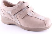 Xsensible Lucia Beige klittenbandschoenen met stretchleer wijdte H