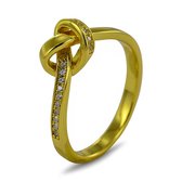 Silventi 9SIL-21867 Zilveren Ring - Dames - Knoop - 6,7 x 8,2 mm - Zirkonia - Maat 54 - Zilver - Gold Plated (Verguld/Goud op Zilver)