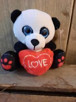 Pluche panda met hartje 12 cm