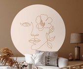 Behangcirkel 80cm Line art rose light - Wallz