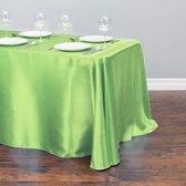 Luxe Tafellaken Katoen - 366x145 cm - Licht Groen - Satijn Tafelkleed - Eetkamer Decoratie - Tafelen