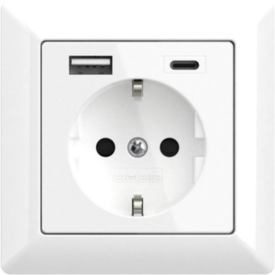 2USB inCharge PRO 15W USB-C prise murale USB blanc mat