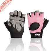NINN Sports Lady gloves M (Roze) - Dames fitness handschoenen - Sport handschoenen dames - Grip Gloves - Fitnesshandschoenen Vrouwen