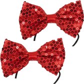 4x stuks vlinderstrikje/das rood met pailletten verkleedaccessoires voor volwassenen - Feest strikjes