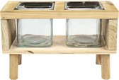 LuxuryLiving - Bloempot - Plantenbak - Melika - 10 x 22 x 14 cm - Hout/glas - 3-delig