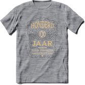 100 Jaar Legendarisch Gerijpt T-Shirt | Grijs - Ivoor | Grappig Verjaardag Cadeau | Dames - Heren | - Donker Grijs - Gemaleerd - L