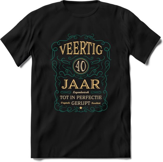 40 Jaar Legendarisch Gerijpt T-Shirt | Aqua - Ivoor | Grappig Verjaardag Cadeau | Dames - Heren | - Zwart - S