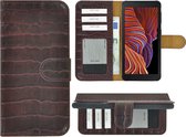 Samsung Galaxy Xcover 5 hoesje - Bookcase - Samsung Xcover 5 Wallet Book Case Echt Leer Croco Bordeauxrood Cover