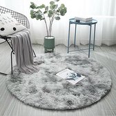 Rond vloerkleed - pluizig zacht - 100 x 100 cm - Grijs