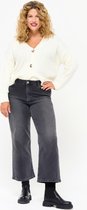 LOLALIZA Cropped jeans met wijde pijpen - Zwart - Maat 34