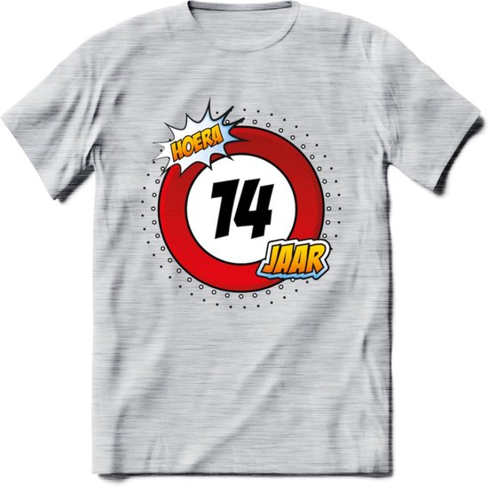 14 Jaar Hoera Verkeersbord T-Shirt | Grappig Verjaardag Cadeau | Dames -  Heren | -... | bol.com
