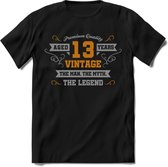 13 Jaar Legend T-Shirt | Goud - Zilver | Grappig Verjaardag Cadeau | Dames - Heren | - Zwart - XL