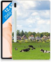 TPU Hoes Geschikt voor Samsung Galaxy Tab S7FE Tablet Back Cover Hollandse Koeien met transparant zijkanten