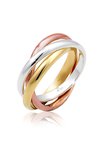 Dri COLORS ring van zilver, goud en roségoud, met inscriptie 'Ag 925'.