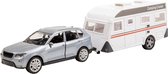 City Die-Cast Auto met Caravan Zilver/Wit