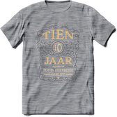 10 Jaar Legendarisch Gerijpt T-Shirt | Grijs - Ivoor | Grappig Verjaardag Cadeau | Dames - Heren | - Donker Grijs - Gemaleerd - 3XL
