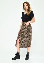 LOLALIZA Midi rok met luipaardprint - Camel - Maat 42