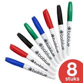 Bablue® Whiteboard Stiften - Whiteboard Marker - 8 Stuks - De Sharpie voor Whiteboards - Verschillende Kleuren - Markers Set - Gekleurd - Stiften Kinderen - Stiften voor Volwassene