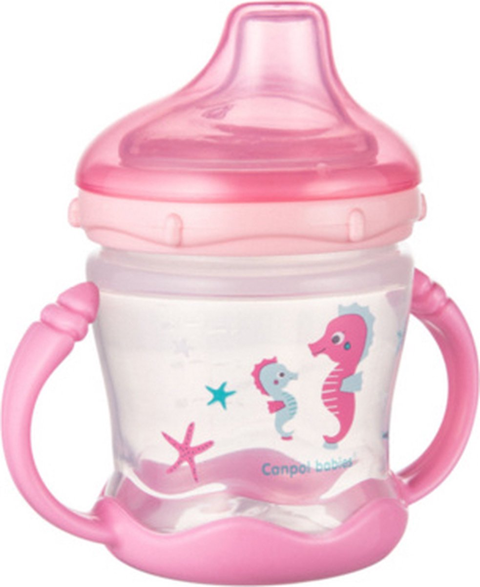 Canpol Babies Love& Sea Antilekbeker Siliconen Tuit roze- 180ml -9m+ 9+ manden Canpol Babies Love& Sea Antilekbeker Siliconen Tuit roze- 180ml -9m+ 9+ manden