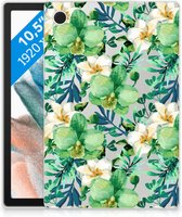 Tablet Hoes Samsung Galaxy Tab A8 2021 Backcase met naam Ontwerpen Orchidee Groen met transparant zijkanten