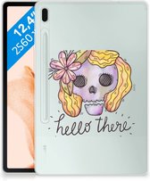 Cover Samsung Galaxy Tab S7FE Hoesje met naam Boho Skull met transparant zijkanten