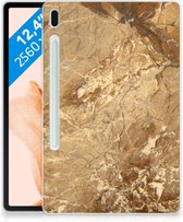 Tablet Siliconen Backcover Samsung Galaxy Tab S7FE Hoes Marmer met doorzichte zijkanten