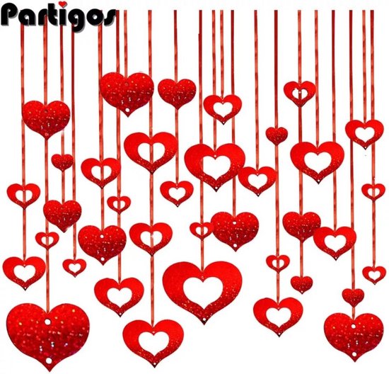 Hartjes decoratie slinger – Valentijn-slingers met hart versiering... bol.com