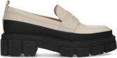 Sacha - Dames - Beige leren loafers met chunky zool - Maat 39