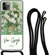 Hoesje met koord Geschikt voor iPhone 11 Pro - Schilderij - Bloemen - Van Gogh - Siliconen - Crossbody - Backcover met Koord - Telefoonhoesje met koord - Hoesje met touw