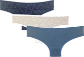 3 stuks Dames slips - bloemen- marineblauw-ecru-lichtblauw - Maat 36