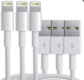 3 stuks iPhone kabel USB naar Lightning - geschikt voor Apple iPhone - iPhone oplader kabel - oplaadkabel - cadeau - kado - 1 meter