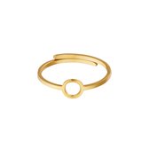 Cosmos Jewels - Waterproof gouden verstelbare ring met een cirkel van RVS