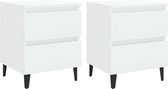 vidaXL Nachtkastjes 2 st 40x35x50 cm spaanplaat hoogglans wit