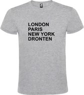 Grijs t-shirt met " London, Paris , New York, Dronten " print Zwart size S