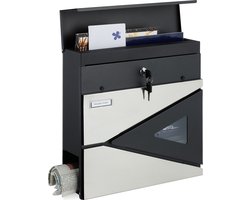 brievenbus hangend - krantenrol - modern - 37 x 37 x 11 cm - rvs - buiten
