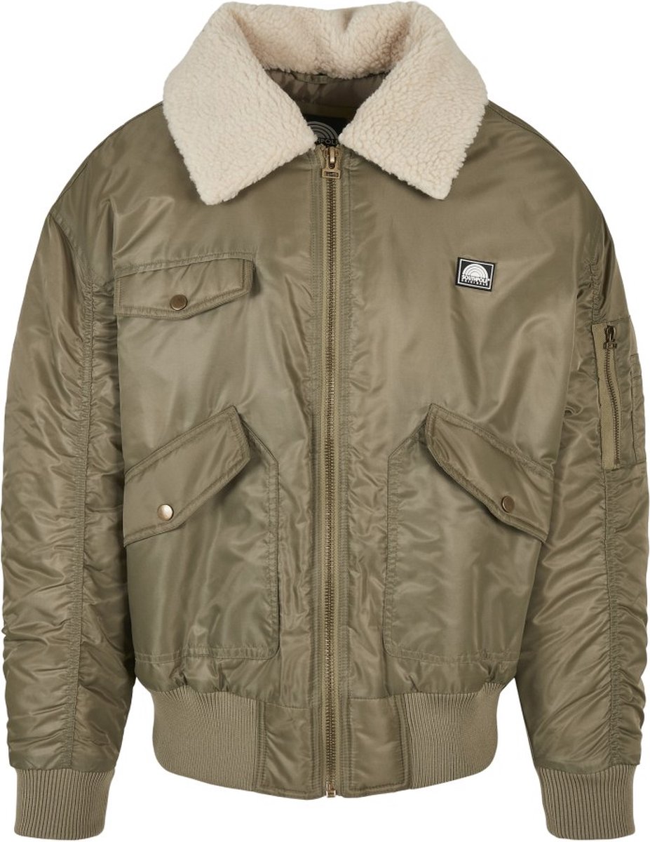 Southpole - Pilot Sherpa collar Bomber jacket - XL - Groen/Bruin