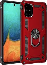 Samsung Galaxy A71 Hoesje - Mobigear - Armor Ring Serie - Hard Kunststof Backcover - Rood - Hoesje Geschikt Voor Samsung Galaxy A71