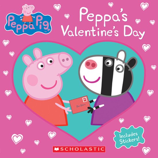 Peppa Pig avec Zoe Zebra pour la Saint-Valentin, donnant une enveloppe. Autocollants inclus !