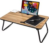 Bedtafel/Laptopstandaard - 2022 Model - Laptoptafel - Bank tafeltje - Ontbijttafeltje - Macbook Standaard - Bamboe look